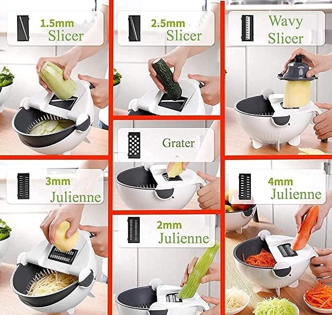 Multifunction Plastic Magic Rotate 9 in 1  Vegetable Cutter